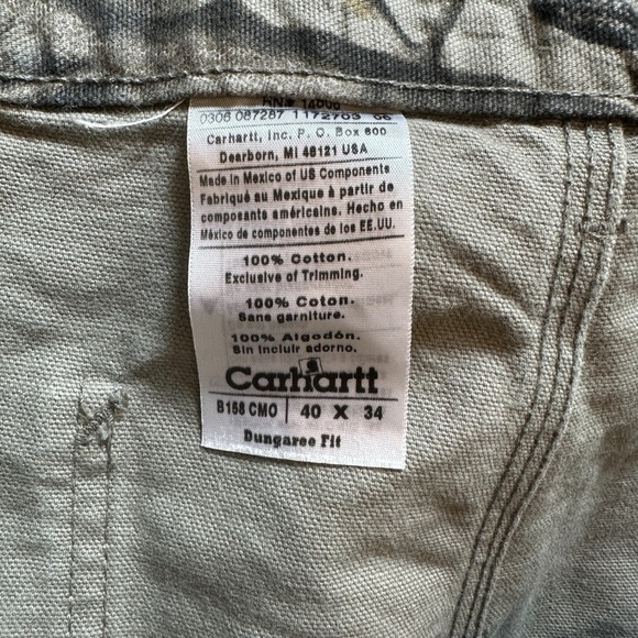 Vintage Carhartt Men’s Real Tree Camo Dungaree Carpenter Jeans Size 40X34 - Picture 9 of 9